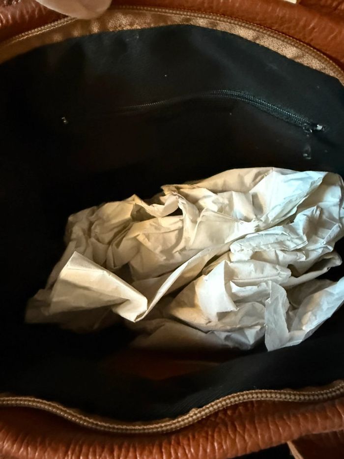 Sac à main cuir marron avec fleur - photo numéro 3