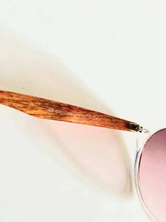 Lunette de soleil mixte transparente verres dégradés bras effet bois UV protection catégorie 2 - photo numéro 5