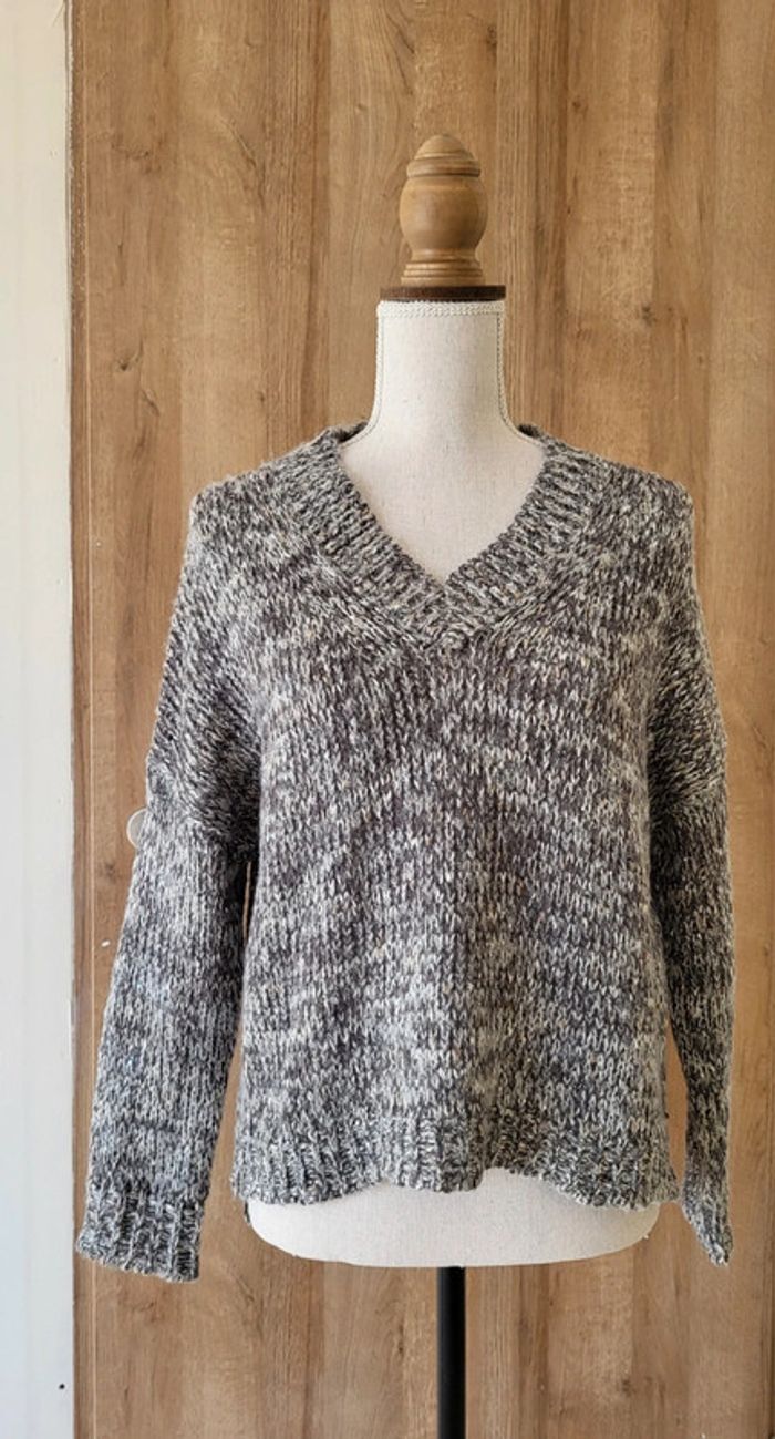 Pull col V gris beige chiné Springfield Taille S ou 36 - photo numéro 5