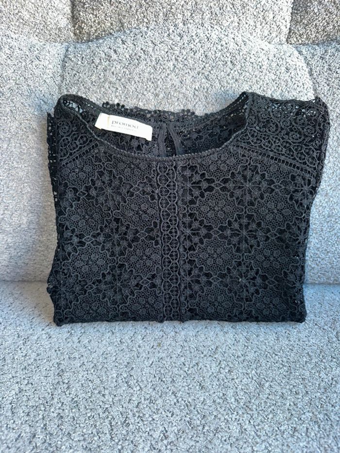 Haut-top en crochet/dentelle/maille ajourée noir Promod - photo numéro 4