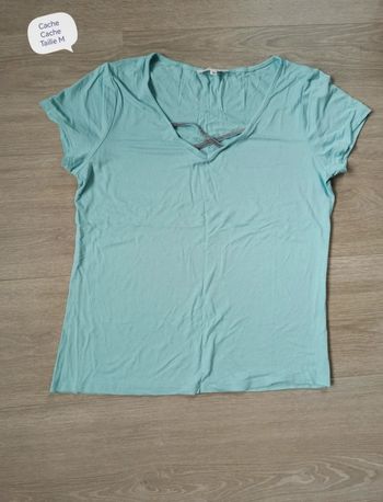 Tee-shirt col V fantaisie cache cache