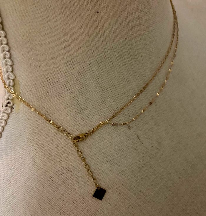 Collier 2 rangs acier inoxydable or oeils résine couleurs - photo numéro 3