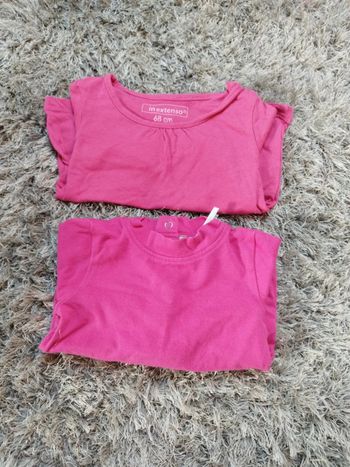 Lot de2 teeshirt manches longues rose 6 mois