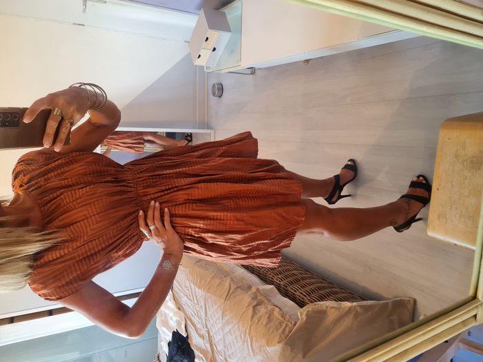 Robe classe couleur rouille Mango Taille 34 - photo numéro 2