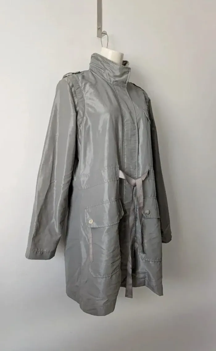 Manteau imperméable gris avec capuche - Caroll - taille M - photo numéro 2
