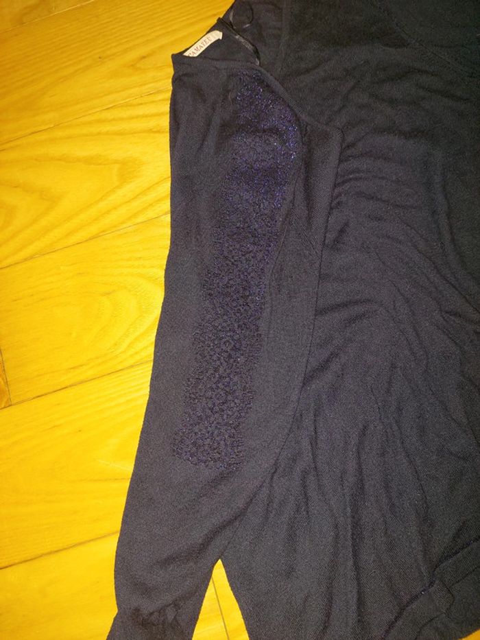 Pull bleu marine col V camaieu - photo numéro 2