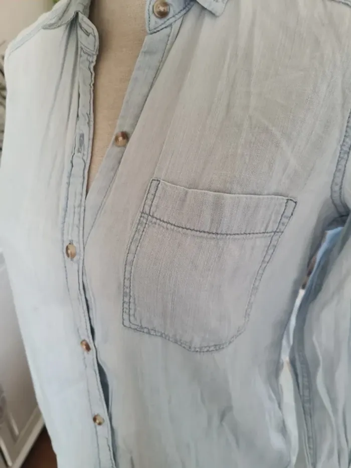 Chemise bleu jeans Hollister Taille XS - photo numéro 2