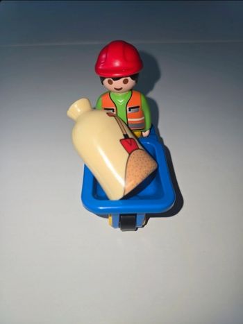 123 playmobil ouvrier avec brouette 6961 complet