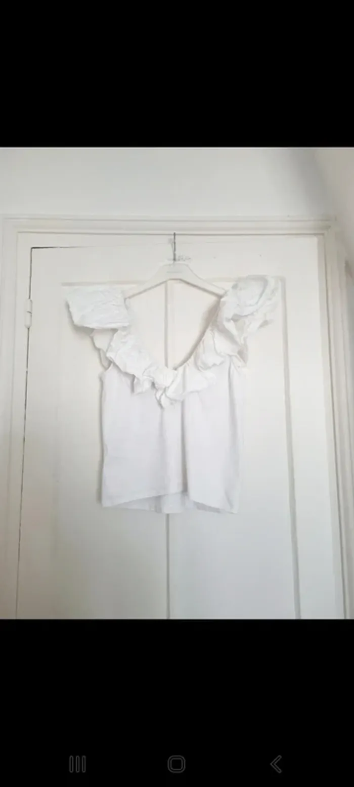 Tee-shirt blanc volant 38 h&m - photo numéro 6
