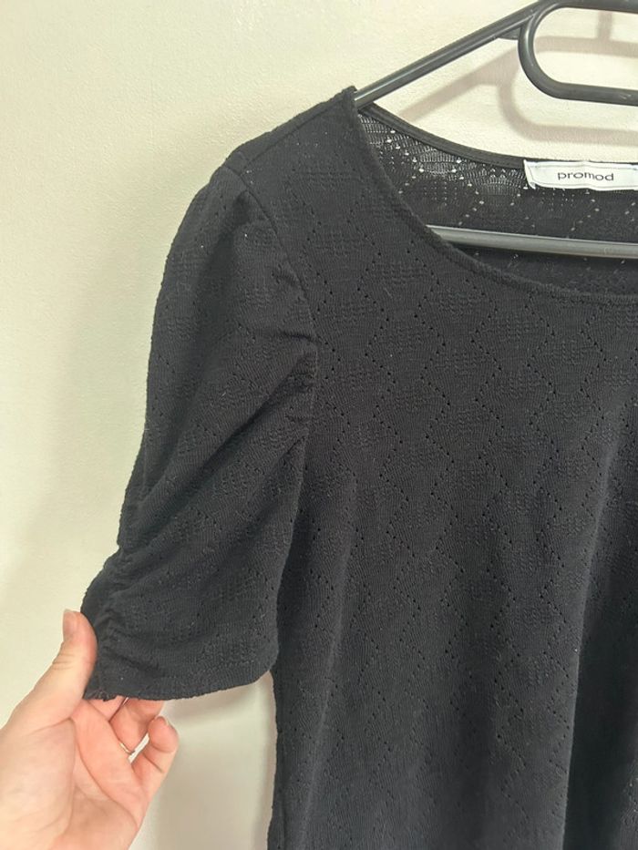 Mignonne blouse en dentelle manches courtes / bouffantes • noir • promod • taille M - photo numéro 3