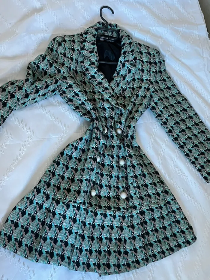 Robe veste blazer tailleur Zara imprimé tweed taille XS - photo numéro 15