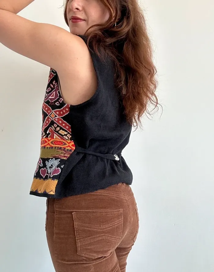 Gilet sans manches à motifs années 70 vintage taille S/M - photo numéro 12