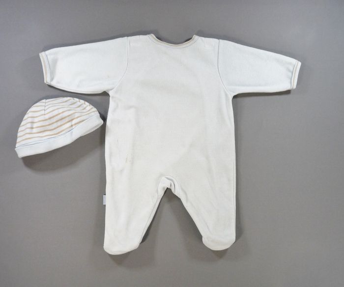 Pyjama dors-bien grenouillère velours bleu marron chat Absorba 3 mois 59 cm garçon - photo numéro 5