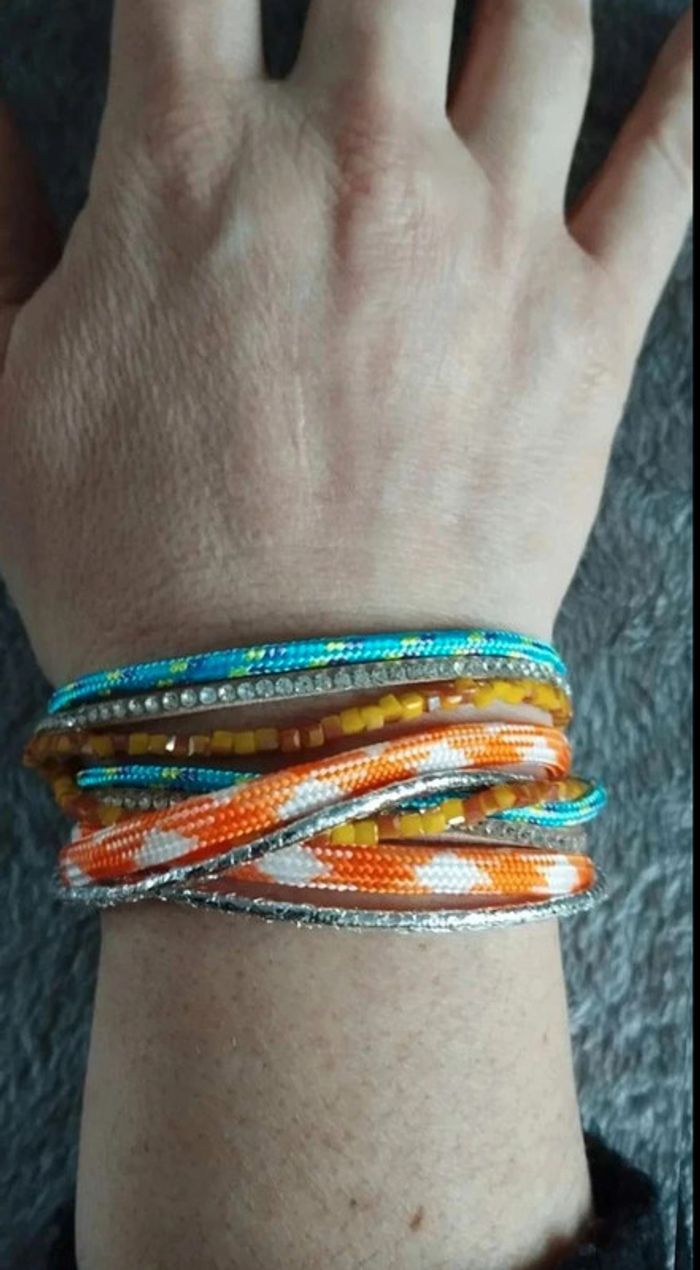 Bracelet aimanté orange bleu - photo numéro 2