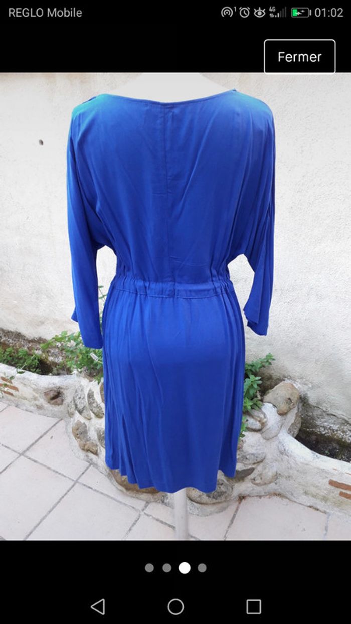 Robe droite bleue électrique en coton léger - photo numéro 3