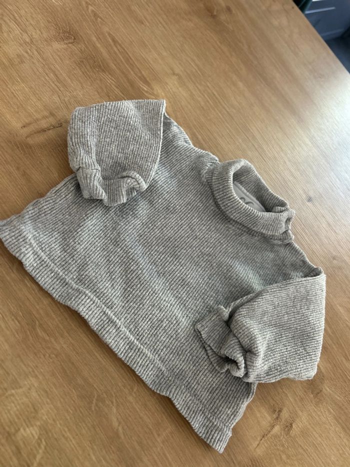 Pull col roulé gris côtelé - photo numéro 4