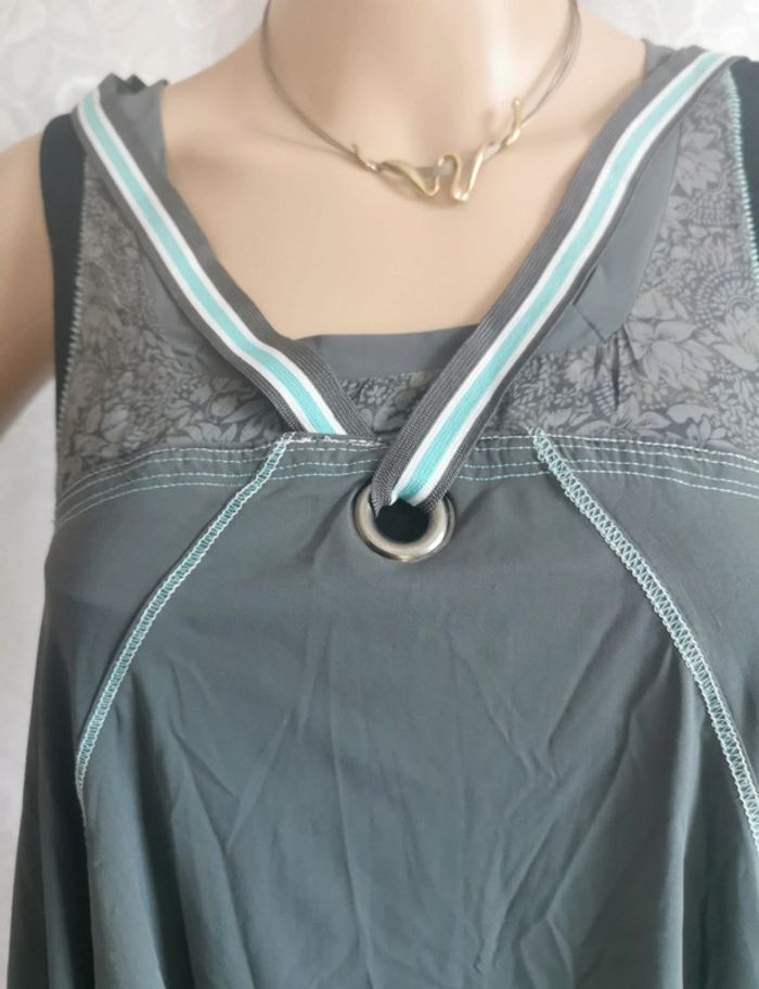 Robe. Bleu turquoise. Gris. Taille 38. La Mode Est À Vous - photo numéro 4