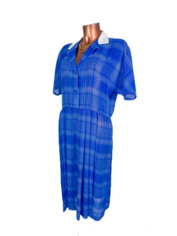 Magnifique robe bleu carreaux vintage