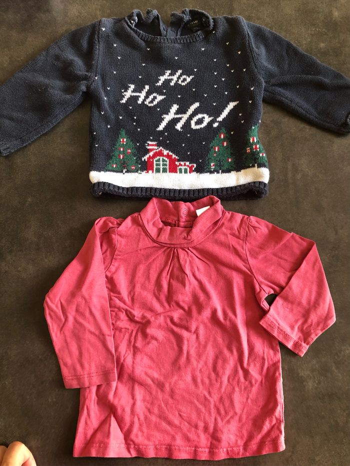 Pull noël et col roulé rose 12 mois hiver - photo numéro 2