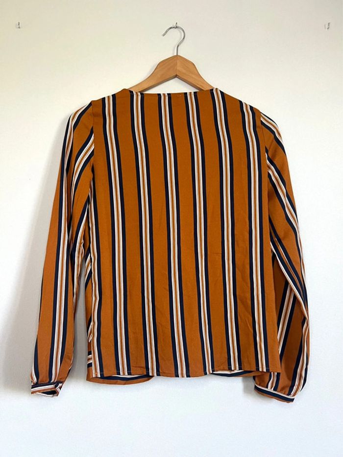 Blouse manches longues à rayures Pimkie marron - photo numéro 2