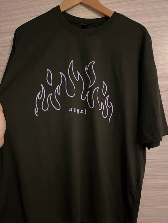 T-shirt Oversize noir Shein "Angel", Taille S, Très Bon État - photo numéro 2