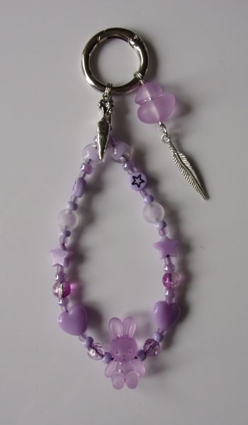 Porte clé ou Déco de sac à main lapin et canard givré Violet