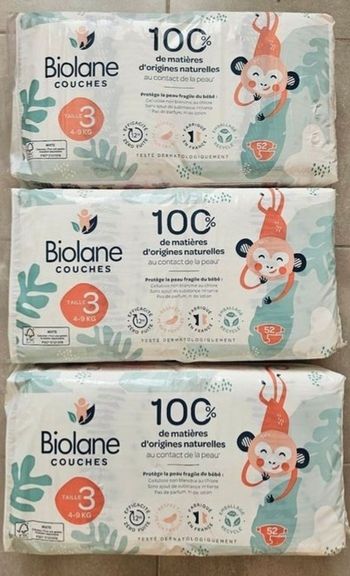 3 paquets de couches biolane taille 3