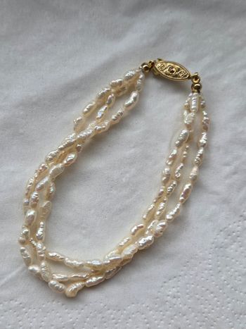 Bracelet triple rang perles de culture naturelles vintage élégant