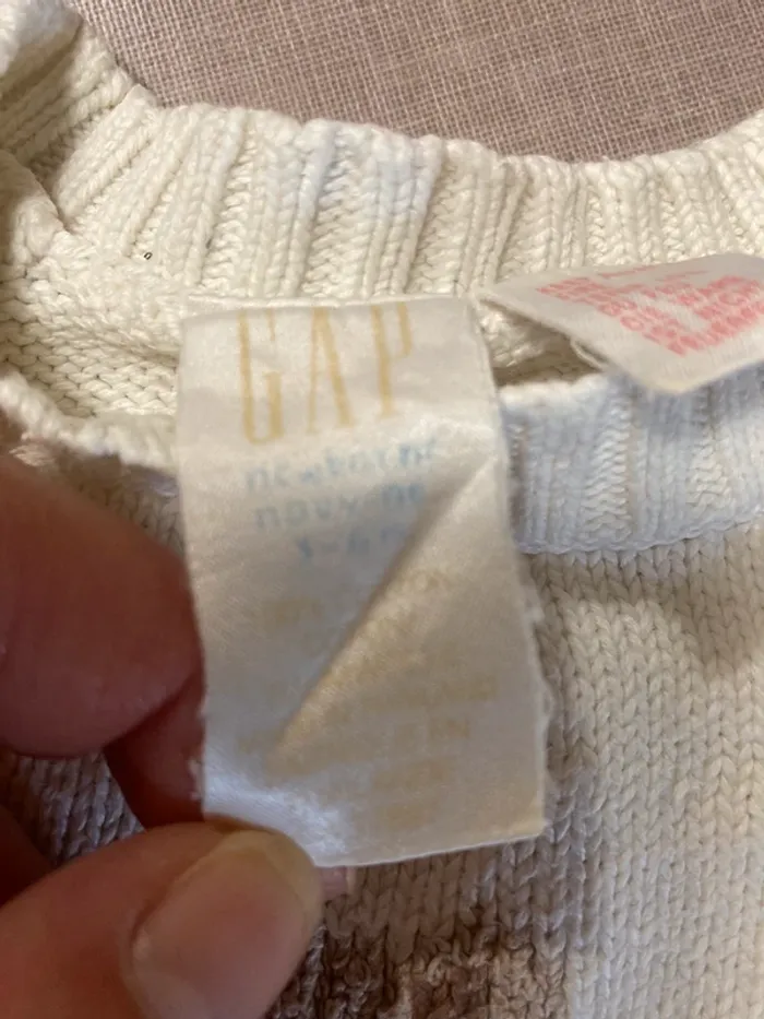 Pull bébé vintage GAP ours tricoté – écru, manches longues – 3/6 mois - photo numéro 5