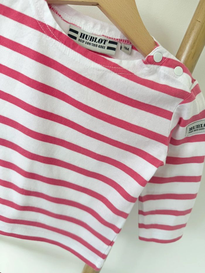 Marinière blanche et rose, fuchsia Hublot Taille 9 mois - photo numéro 2