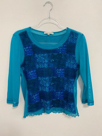 Blouse en mesh Un jour Ailleurs L 40 bleu turquoise