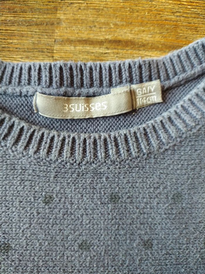 Joli pull bleu manches courtes /3suisses/6 ans - photo numéro 4