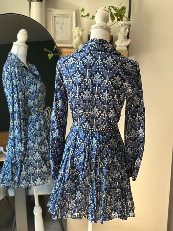 Robe fluide imprimé baroque bleu Zara taille XS Neuf - photo numéro 5