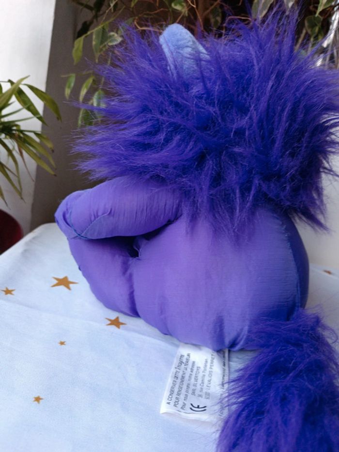 Peluche plush lion teddy parachute puffalump mytoy toy sylvertoys violet mauve purple vintage - photo numéro 9