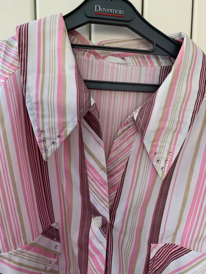 Chemise femme T48 rose manche courte - photo numéro 3