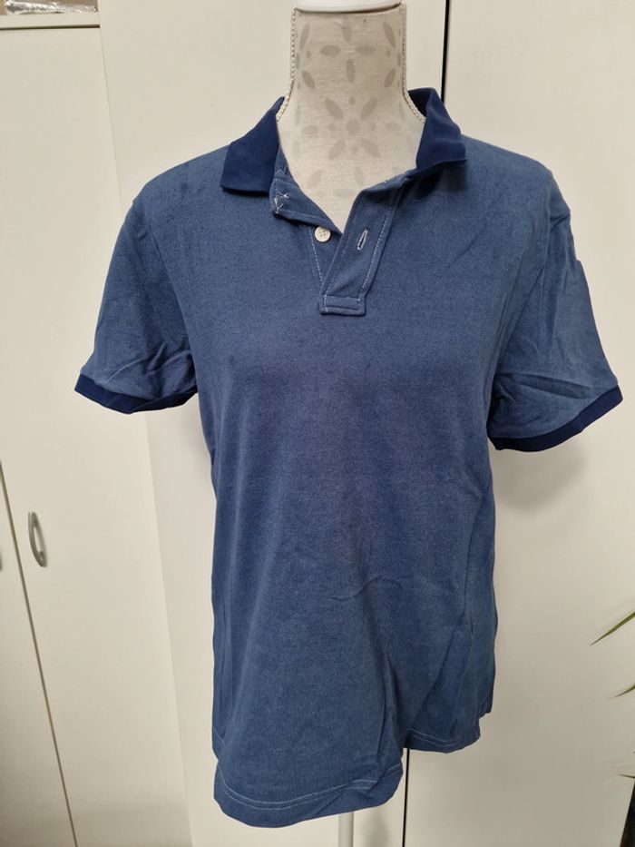 T-Shirt Polo Bleu Marine Effet Jeans