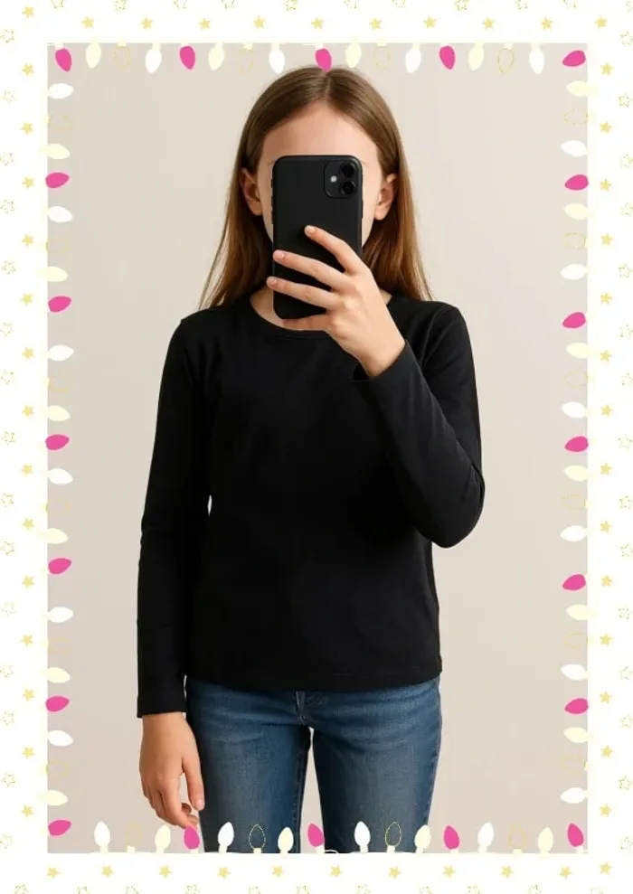 T-shirt noir manches longues – Du Pareil au Même – Taille 10 ans fille