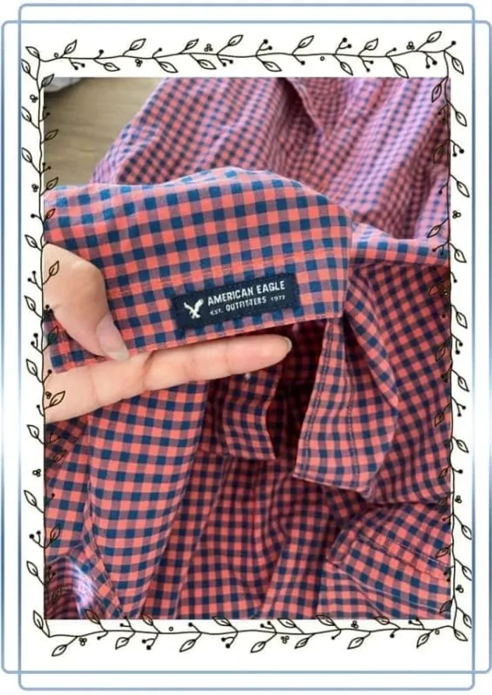 Chemise American Eagle rouge et bleu, très bon état, taille L - photo numéro 7