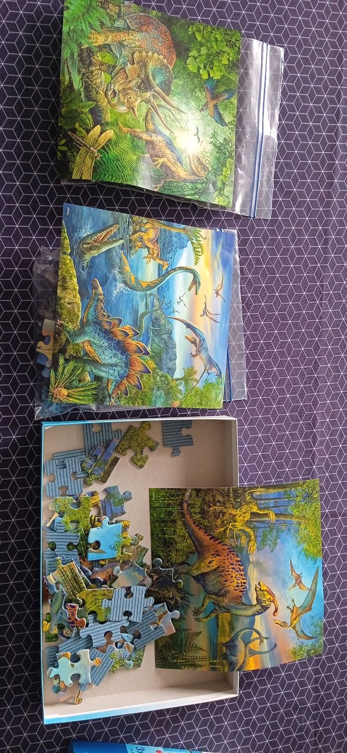 Lot 3 puzzles 49 pièces dinosaure - photo numéro 2