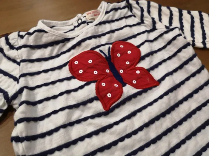 T-shirt manches longues marinière 9 mois - photo numéro 3