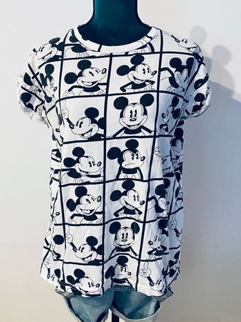 Tee Shirt Femme Disney Mickey Noir et blanc