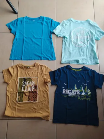 Lot de 4 t-shirt manches courtes d'été garçon taille 10 ans