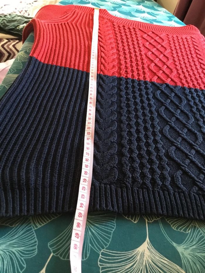 Pull col rond pour femme Tommy Hilfiger marine et rouge taille M 081 - photo numéro 7