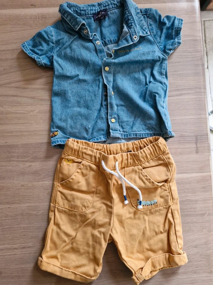 Ensemble short et chemise jean 1 an