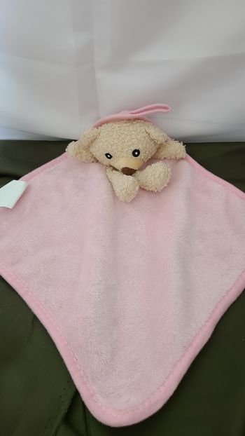 Doudou plat ours beige rose brodé bear Shenzhen Busty toys