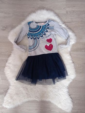 Desigual robe chic coeur sequin réversible jupon tutu 3/4 ans
