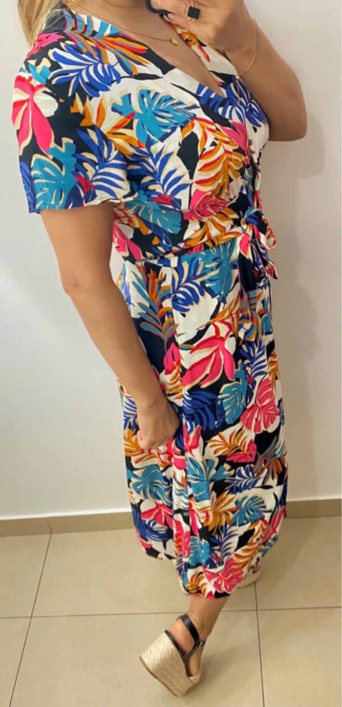 Robe Longue Porte Feuille Imprimée Tropical Taille S-M - photo numéro 6