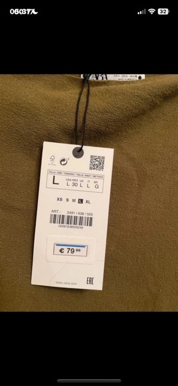 Belle robe col bateau en laine zara taille L couleur kaki