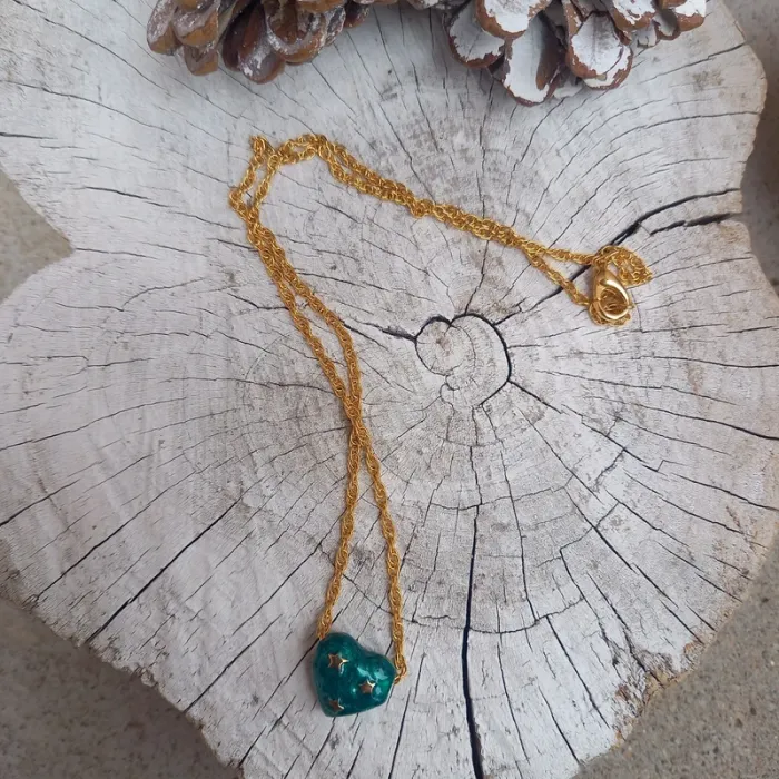 Pendentif cœur vintage avec chaîne - photo numéro 2