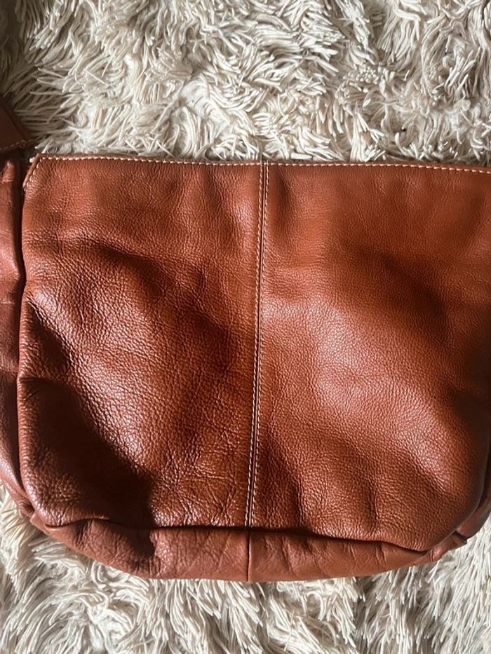Sac à bandoulière camel cuir de vachette made in France - photo numéro 3